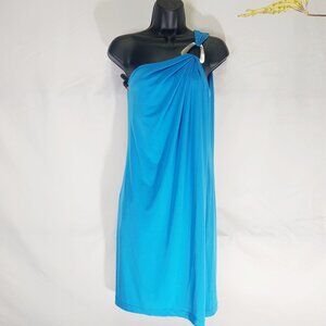 Michael Kors - Knee Length, One Shoulder draping Dress w Triangle Hardware Med